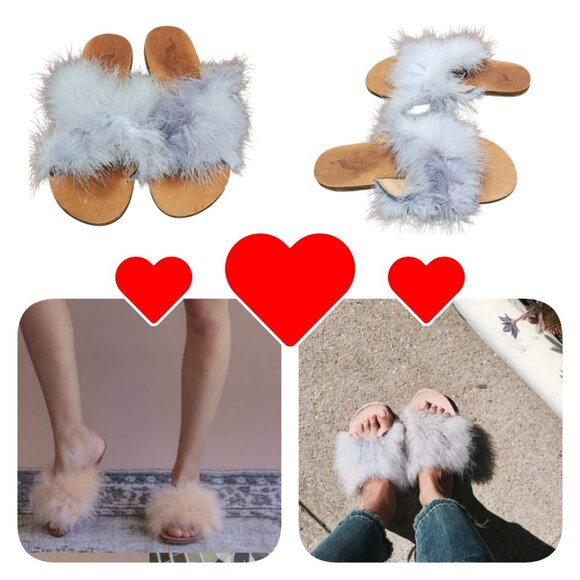Brother Vellies Marabou Lamu Sandal Lavender Size 9 - Picture 1 of 9